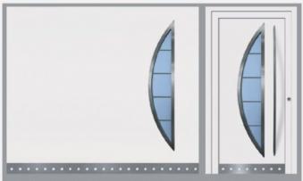 Eingangstür mit passendem Garagentor