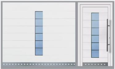 Eingangstür mit passendem Garagentor
